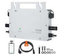 VEVOR Micro Onduleur Solaire Lié au Réseau 600 W Étanche IP67 Micro-onduleur Solaire Alliage d'Aluminium Tension CC 18-50 V avec Antenne APP Wifi Cordon d'Alimentation pour Systèmes Panneaux Solaires