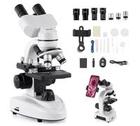 VEVOR Microscope Binoculaire Professionnel, Kit de Microscope Composé avec Grossissement 40-2000X, Corps en Alliage d'Aluminium, Éclairage LED et Support de Téléphone Inclus, pour Laboratoire, École