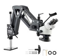 VEVOR Microscope multidirectionnel avec support à ressort, grossissement 7 x 45x, support à bijoux micro incrusté avec anneau USB intégré, lumière LED, microscope de bijoutier pour incrustation