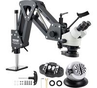 VEVOR Microscope multidirectionnel avec support à ressort, microscope pour bijoux avec grossissement de 7 à 45 fois, support de micro-incrustation de bijoux avec lumière LED annulaire intégrée et étau