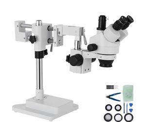 VEVOR Microscope Stéréo 3.5X-90X Simul Focal Trinoculaire Zoom 360 Degrés Rotatif Trinoculaire Stéréo Microscope Double Bras Stand Laboratoire Microscope Vidéo
