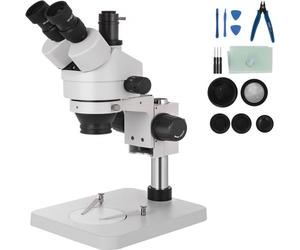 VEVOR Microscope Stéréoscopique Trinoculaire, Grossissement 3.5X-90X Stéréomicroscope Trinoculaire, Tête Rotative 360° Microscope Numérique, Oculaires Wf10X Microscope Stéréoscopique à Zoom Labo