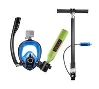 VEVOR Mini Bouteille de Plongée avec Masque Sous-marin, Bloc pour Plongée Portable 0,5 L, Réservoir pour Respiration Sous-marine, Réutilisable, jusqu'à 10 Minutes, avec Pompe pour Randonnée Palmée