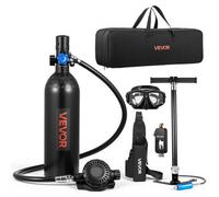 VEVOR Mini Bouteille de Plongée de 1 L, Bloc pour Plongée Portable, Réservoir pour Respiration Sous-marine Plongeur, Réutilisable, Autonomie jusqu'à 20 Minutes, Kit avec Adaptateur et Lunettes