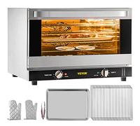 VEVOR Mini-Four à Chaleur Tournante 47 L Mini-Four Électrique 1600 W Petit Four Électrique à Convection Acier Inoxydable 65-250℃ Circulation d'Air Chaud à 360° pour Réchauffement Rapide d'Aliment