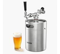 VEVOR Mini Fût 4 L Tireuse de Bière Portable en Acier Inoxydable 304, Système de Tirage sous Pression pour Soda Vin Maion Camping Fût Pressurisé avec Régulateur CO₂ et Robinet à Fermeture Auto