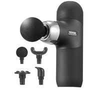 VEVOR Mini pistolet de massage musculaire, 4 vitesses, appareil de massage tissus profonds à percussion pour athlètes, masseur de muscles 4 têtes portatif pour soulager douleur, relaxation musculaire