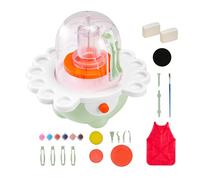VEVOR Mini Tour de Potier avec Plateau Tournant de 50 mm et 80 mm, Roue de Poterie Électrique, Vitesse Réglable, avec Outils de Sculpture sur Argile, pour Débutants, Cours, Bricolage Domicile, Vert
