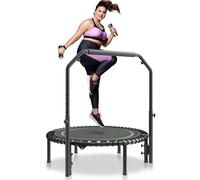 VEVOR Mini Trampoline Pliable, 1027 mm, Fitness rebounder, Charge Max. 150 kg, Stable et Silencieux avec poignée en Mousse réglable en Hauteur à 4 Niveaux, pour entraînement intérieur/Jardin Adultes