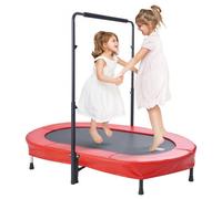 VEVOR Mini trampoline pliable pour enfant, 1435 x 970 mm, fitness rebounder pour tout-petits avec poignée, cadeau d'anniversaire pour enfants de 3 ans et plus, garçons et filles pour s'amuser, rouge