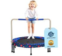 VEVOR Mini trampoline pliable pour enfant, 955 x 750 mm, fitness rebounder pour tout-petits avec poignée, cadeau d'anniversaire pour enfants de 3 ans et plus, garçons et filles pour s'amuser, bleu