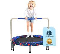 VEVOR Mini Trampoline Pliable pour Enfant, 955 x 750 mm, Fitness rebounder pour Tout-Petits avec poignée, Cadeau d'anniversaire pour Enfants de 3 Ans et Plus, garçons et Filles pour s'amuser, Bleu