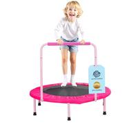 VEVOR Mini Trampoline Pliable pour Enfant, 955 x 750 mm, Fitness rebounder pour Tout-Petits avec poignée, Cadeau d'anniversaire pour Enfants de 3 Ans et Plus, garçons et Filles pour s'amuser, Rose