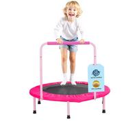 VEVOR Mini trampoline pliable pour enfant, 955 x 750 mm, fitness rebounder pour tout-petits avec poignée, cadeau d'anniversaire pour enfants de 3 ans et plus, garçons et filles pour s'amuser, rose