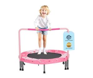 VEVOR Mini Trampoline Pliable pour Enfant, 955 x 750 mm, Fitness rebounder pour Tout-Petits avec poignée, Cadeau d'anniversaire pour Enfants de 3 Ans et Plus, garçons et Filles pour s'amuser, Rouge