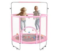 VEVOR Mini trampoline fitness rebounder pour enfants avec filet 1470 mm rose