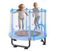 VEVOR Mini trampoline pour enfant, 1545 mm, fitness rebounder récréatif pour tout-petits avec filet de sécurité et panier de basket, cadeaux d'anniversaire, jouets de Noël pour enfants de 3+ ans, bleu
