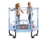 VEVOR Mini trampoline pour enfant, 1545 mm, fitness rebounder récréatif pour tout-petits avec filet de sécurité et panier de basket, cadeaux d'anniversaire, jouets de Noël pour enfants de 3+ ans, bleu