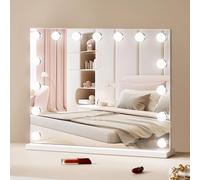 VEVOR Miroir de Maquillage Hollywood avec 15 Ampoules LED Intensité Variable, 3 Modes Éclairage de Couleur, Miroir Grossissant 5X Amovible, Port USB, Contrôle Tactile Intelligent, Support, 580x458 mm