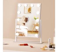 VEVOR Miroir de Maquillage Hollywood Lumineux 12 Ampoules LED Intensité Variable 3 Modes Éclairage de Couleur avec Miroir Grossissant 5X Amovible Contrôle Tactile Intelligent Rotation 360°, 41x30 cm