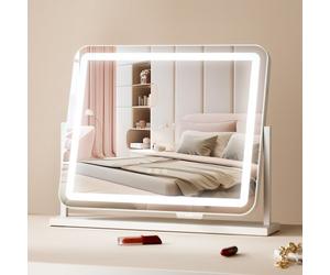 VEVOR Miroir de Maquillage Hollywood Lumineux, 3 Modes Éclairage de Couleur, Miroir Cosmétique Studio Lumière LED, Grossissement 5X, Port USB, Contrôle Tactile Intelligent, Rotation 360°, 547x447 mm