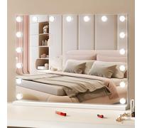 VEVOR Miroir de Maquillage Hollywood Lumineux Ampoules LED Intensité Variable, 3 Modes Éclairage de Couleur, avec Miroir Grossissant 5X, USB, Type C, Contrôle Tactile Intelligent, Support, 797x597 mm