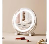 VEVOR Miroir de Maquillage Lumineux, 310 mm, 3 Modes d'Éclairage de Couleur, avec Lumière LED, Miroir de Grossissement 5X, Contrôle Tactile Intelligent, Rotation à 360°, pour Table de Chambre, Blanc