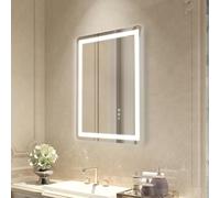 VEVOR Miroir de salle de bain à LED, 50 x 70 cm, miroir de maquillage avec éclairage frontal et rétroéclairé, miroir mural à mémoire antibuée avec lumières, intensité variable en continu à 3 couleurs