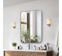 VEVOR Miroir Mural 55,9x76,2x2,5 cm, Miroir de Maquillage avec Contours en Alliage d'Aluminium et Film Antidéflagrant, Résistant aux Rayures avec Support en Forme de Z, Salle de Bain Chambre Salon