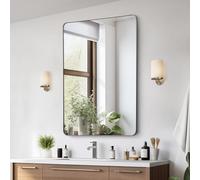 VEVOR Miroir Mural 91,6x121,9x2,5 cm, Miroir de Maquillage avec Contours en Alliage d'Aluminium et Film Antidéflagrant, Résistant aux Rayures avec Support en Forme de Z, Salle de Bain Chambre Salon