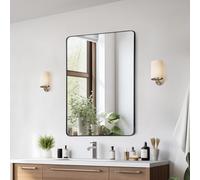 VEVOR Miroir Mural61x91,5x2,5 cm, Miroir de Maquillage avec Contours en Alliage d'Aluminium et Film Antidéflagrant, Résistant aux Rayures avec Support en Forme de Z, Salle de Bain Chambre Salon