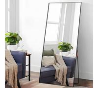 VEVOR Miroir pleine longueur, 1800x785 mm, grand miroir de sol rectangulaire suspendre incliner verre trempé avec support, cadre alliage d'aluminium, miroir de dressing mural pour salon, chambre, noir