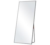 VEVOR Miroir pleine longueur, 1800x785 mm, grand miroir de sol rectangulaire suspendre incliner verre trempé avec support, cadre alliage d'aluminium, miroir de dressing mural pour salon, chambre, noir