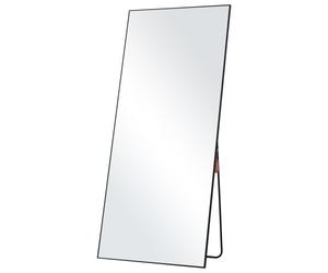 VEVOR Miroir pleine longueur, 1800x785 mm, grand miroir de sol rectangulaire suspendre incliner verre trempé avec support, cadre alliage d'aluminium, miroir de dressing mural pour salon, chambre, noir