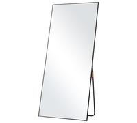 VEVOR Miroir pleine longueur, 1800x785 mm, grand miroir de sol rectangulaire suspendre incliner verre trempé avec support, cadre alliage d'aluminium, miroir de dressing mural pour salon, chambre, noir