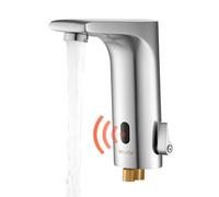 VEVOR Mitigeur Automatique sans Contact, Robinet à Capteur de Lavabo, Mélangeur d’Eau Chaude et Froide Réglable Mains Libres, Poignée Unique, pour Tuyau de 9,5 mm, Cuisine Salle de Bain, Argent