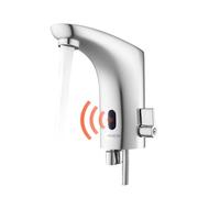 VEVOR Mitigeur Automatique sans Contact, Robinet à Capteur de Lavabo, Mélangeur d’Eau Chaude et Froide Réglable Mains Libres, à Piles, pour Tuyau 9,5 mm, Bar Cuisine Salle de Bain, Chromé Argent