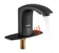 VEVOR Mitigeur Automatique sans Contact, Robinet à Capteur de Lavabo, Mélangeur d’Eau Chaude et Froide Température Réglable, Fonctionnement à Piles, pour Tuyau 9,5 mm, Bar Cuisine Salle de Bain, Noir