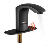 VEVOR Mitigeur Automatique sans Contact, Robinet à Capteur de Lavabo, Mélangeur d’Eau Chaude et Froide Température Réglable, Fonctionnement à Piles, pour Tuyau 9,5 mm, Bar Cuisine Salle de Bain, Noir