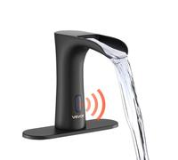 VEVOR Mitigeur Automatique sans Contact, Robinet à Capteur Électronique de Lavabo, Mélangeur d’Eau Chaude et Froide Moderne pour Tuyau de 9,5 mm, pour Évier Bar Cuisine Salle de Bain, Noir Mat