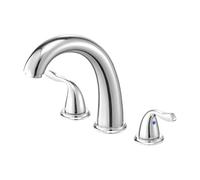 VEVOR Mitigeur de Baignoire à 3 Trous avec 2 Poignées, Robinet de Baignoire Romaine, Ensemble de Robinetterie de Bain à Montage sur Pont, Bec Haut, Col de Cygne, pour Salle de Bains, Argenté