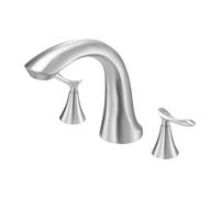 VEVOR Mitigeur de Baignoire Romaine, Robinet de Baignoire à Col de Cygne avec 3 Trous et 2 Poignées, Ensemble de Robinetterie de Bain à Montage sur Pont, Acier Inoxydable Brossé, pour Salle de Bains