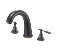 VEVOR Mitigeur de Baignoire Romaine, Robinet de Baignoire à Col de Cygne avec 3 Trous et 2 Poignées, Ensemble de Robinetterie de Bain à Montage sur Pont, Bec à Arc Élevé, pour Salle de Bains, Bronze