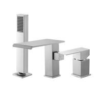 VEVOR Mitigeur de Baignoire Romaine, Robinet de Bain 3 Trous, Cascade, avec Pommeau de Douche et 1 Poignée, en Acier Inoxydable Brossé, à Large Ouverture, pour Lavage des Animaux, Salle de Bains