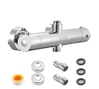 VEVOR Mitigeur de Douche Thermostatique à Verrouillage Sécurisé 38°C, Vanne Thermostatique avec Température Constante, Robinet de Douche à Eau Chaude et Froide, pour Salle de Bain Caravane, Argent