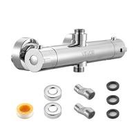 VEVOR Mitigeur de Douche Thermostatique à Verrouillage Sécurisé 38°C, Vanne Thermostatique avec Température Constante, Robinet de Douche à Eau Chaude et Froide, pour Salle de Bain Caravane, Argent