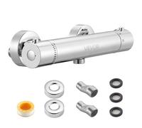 VEVOR Mitigeur Thermostatique de Douche à Verrouillage Sécurisé 38°C, Robinet de Douche Thermostatique à Eau Chaude et Froide, Vannes de Contrôle de Température avec Moulage en Laiton Massif