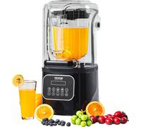 VEVOR Mixeur professionnel avec bouclier de protection & récipient en verre, mixeur commercial sur pied 2 L avec 9 vitesses et 5 fonctions, pour shakes smoothies boissons Noir