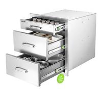 VEVOR Module Cuisine Extérieure 52x52x44 cm 3 Tiroirs de Cuisine d'Été Inox, pour Îlot Barbecue Bar de Terrasse, Structure Monobloc, Meuble de Rangement Encastrable pour Ustensiles, avec Poignées
