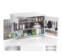 VEVOR Module Cuisine Extérieure 76x52x52 cm, Placard Encastrable 3 Niveaux, pour Îlot Barbecue Bar de Terrasse, en Inox Résistant, Meuble de Rangement pour Cuisine d'Été, avec Rangment en Contre-porte
